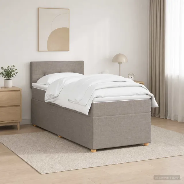 vidaXL Boxspringbed met matras met hoofdeinde Taupe 80 x 200 cm Stof