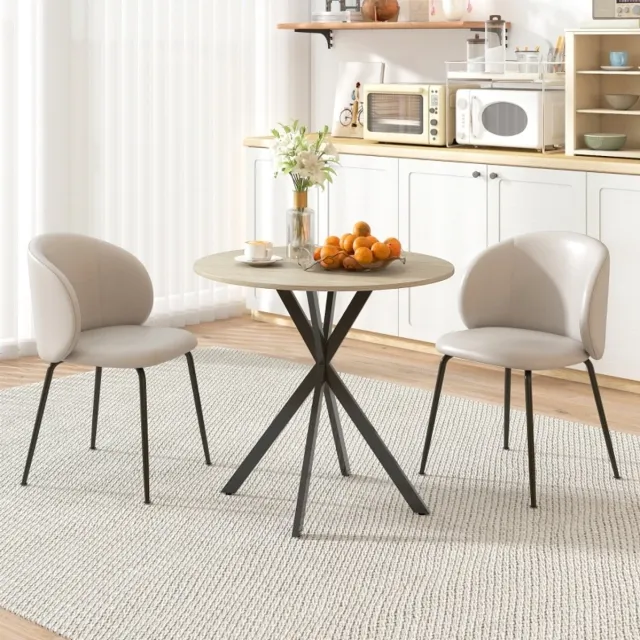 STILVORA Eettafel - Ronde Tafel Voor 2 Personen - Industrieel Met X Vormige Stalen Poten - Houten Tafelblad In Eikenkleur - 80 Cm Rond En 75 Cm Hoog