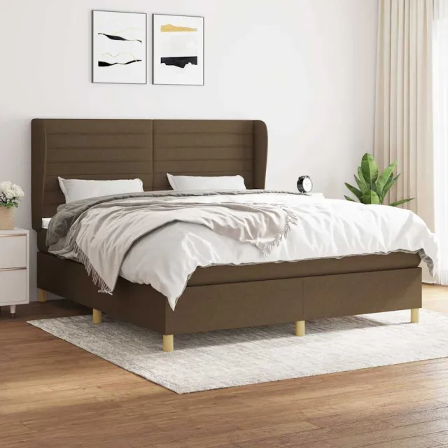 vidaXL Boxspring met matras stof donkerbruin 160x200 cm bruin
