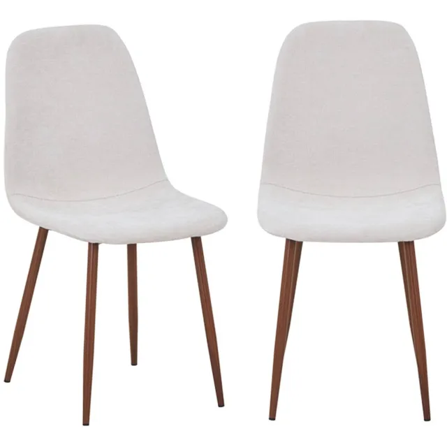 sweeek Set van 2 stoelen met walnootkleurig houtdecor en stof - vera Beige
