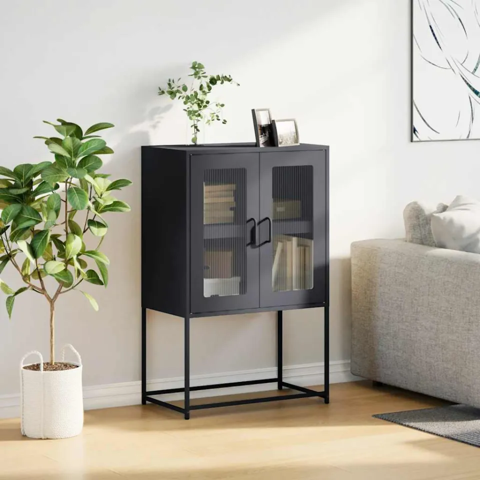vidaXL Hoge kast 68x39x107 cm staal antracietkleurig, foto 2