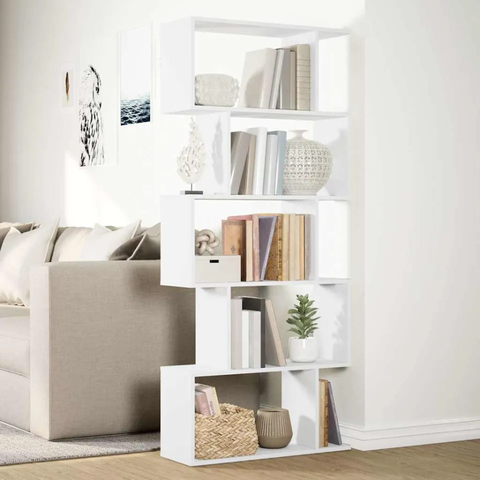 vidaXL Kamerverdeler Boekenkast 5-laags Wit 70x24x161 cm Bewerkt Hout, foto 4