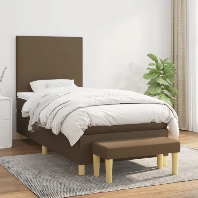 vidaXL Boxspring met matras stof donkerbruin 80x200 cm bruin