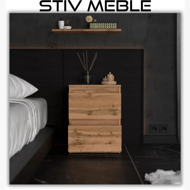 StivMeble LOFT NACHTKASTJE 40 CM EIKEN WOTAN GROOT NACHTKASTJE NAKASTLIK VOOR SLAAPKAMER Wotan Eiken