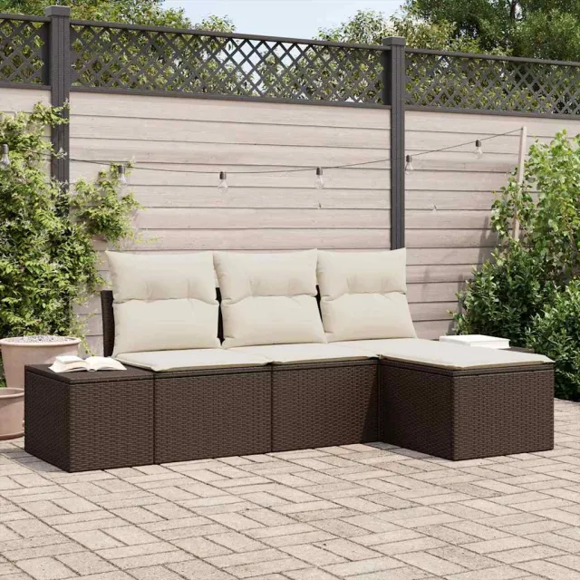 vidaXL Tuin Sofa Set 4 st Bruin poly rattan