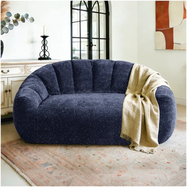 OKWISH Zitzak 140 x 98 x 61 cm - Ruim Model Met Armleuningen En Rugleuning - Voor Woonkamer En Slaapkamer - Polyester - Blauw