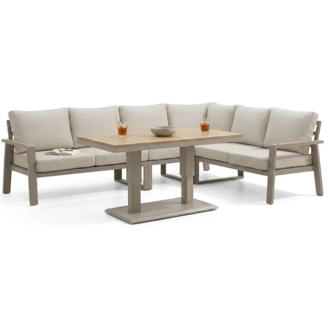 Belito Lotte Loungeset Hoekbank Nr.10 | Taupe Aluminium | 288 x 220 cm | Verstelbare Tafel | 6-7 Personen