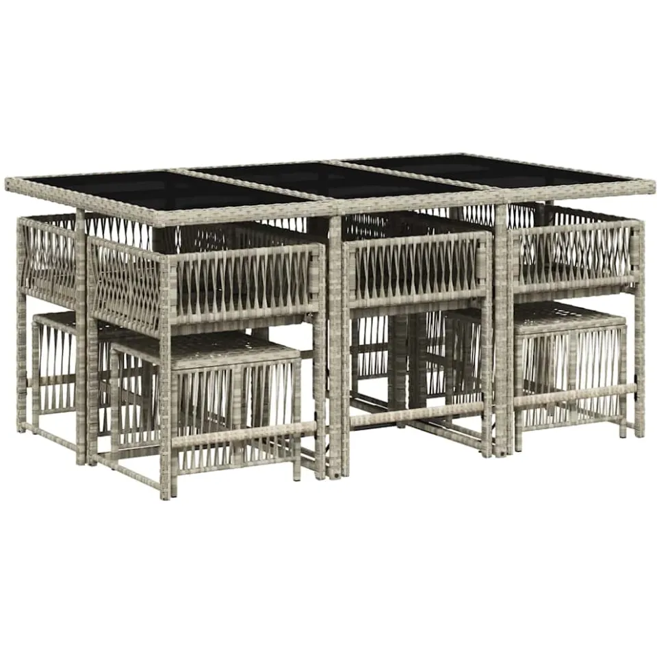 vidaXL 11-delige Tuinset met kussens poly rattan lichtgrijs grijs, foto 3