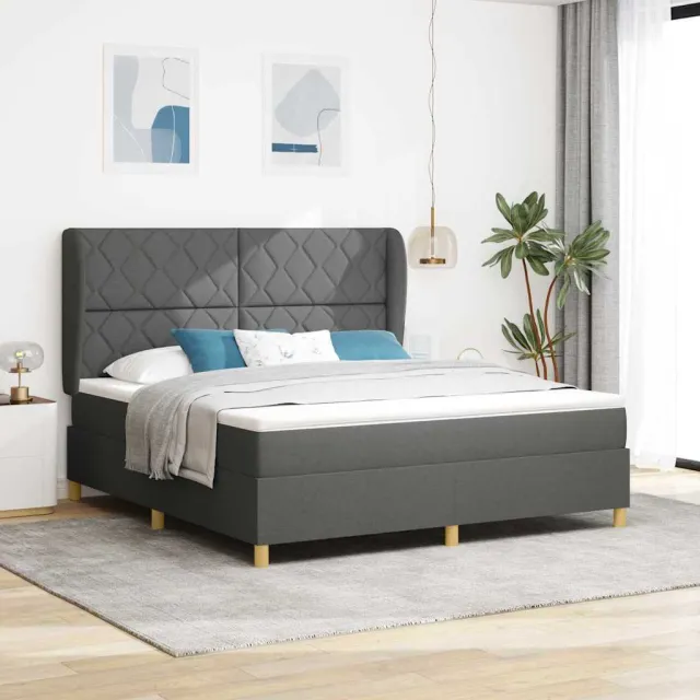 vidaXL Boxspringbed met hoofdeinde Donkergrijs 200 x 180 cm Stof