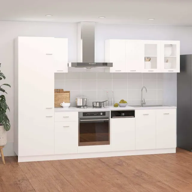 vidaXL 8-delige Keukenkastenset Lyon bewerkt hout wit