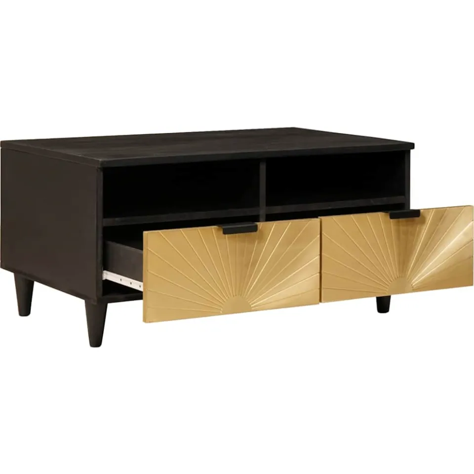 vidaXL Salontafel Zwart en Goud 40 x 33 x 46 cm Bewerkt hout, foto 2