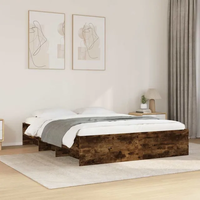 vidaXL Bedframe zonder matras hout gerookt eikenkleurig 150x200 cm
