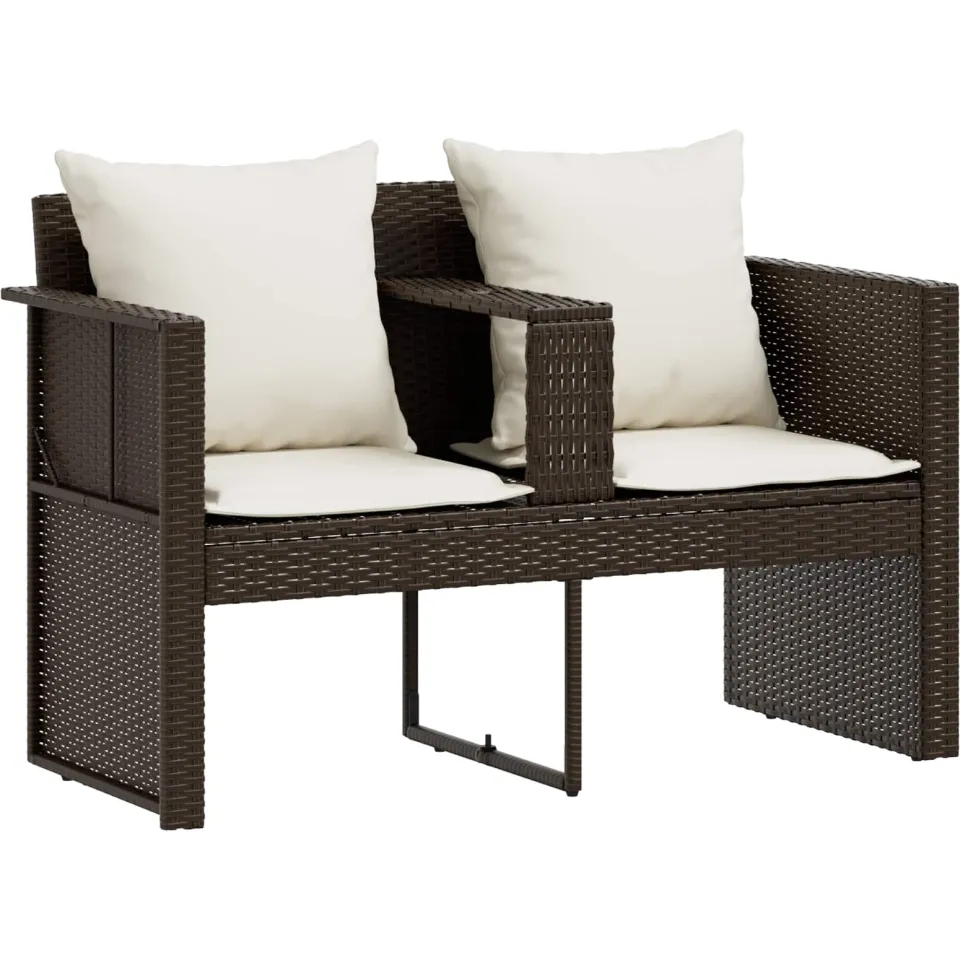 vidaXL Tuinbed met parasol poly rattan bruin, foto 4