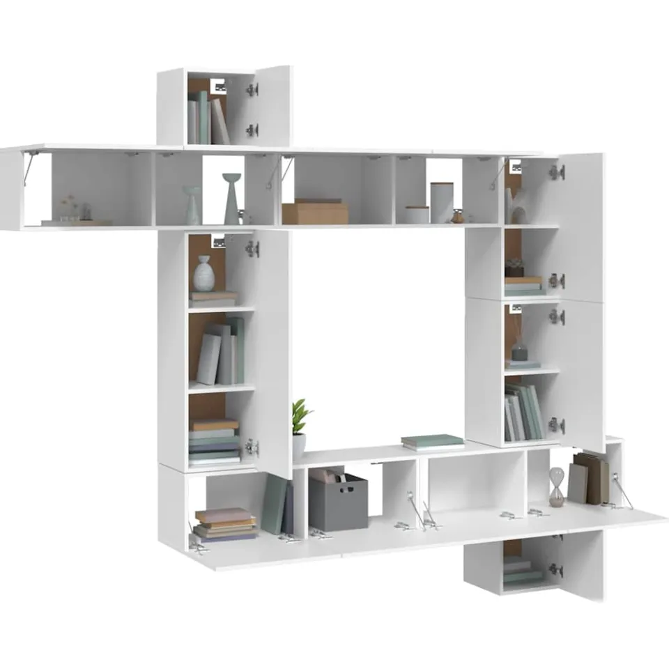 vidaXL 9-delige Tv-meubelset bewerkt hout wit, foto 4
