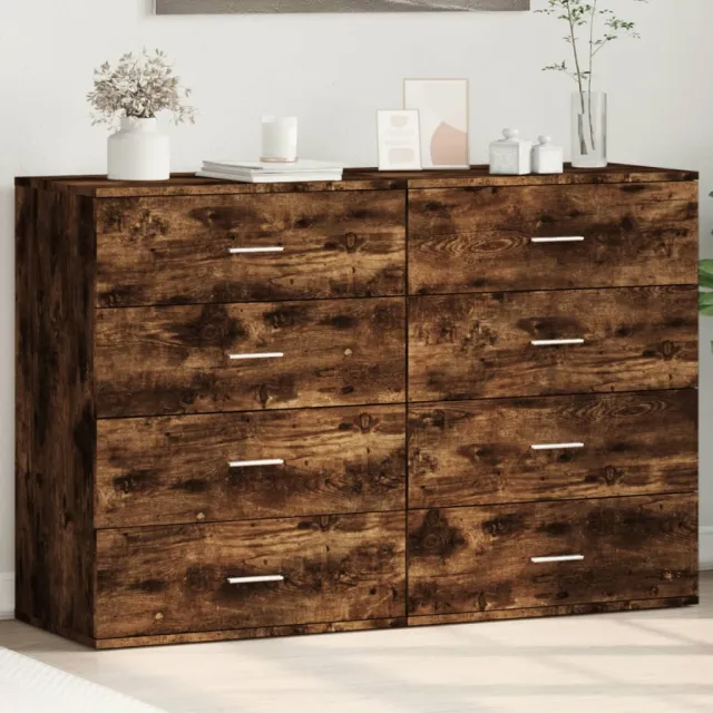 vidaXL Dressoirs 2 st 60x39x80 cm bewerkt hout gerookt eikenkleurig Bruin