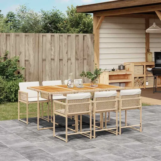 vidaXL 7-delige Tuinset met kussens poly rattan beige, foto 2