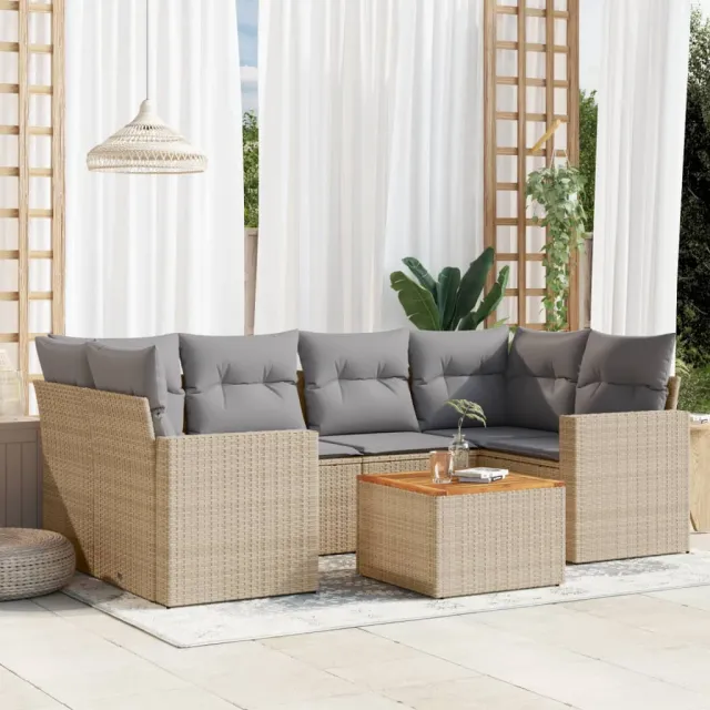 vidaXL Patio Sofa Set 6-zits Mix Beige en Lichtgrijs, foto 2