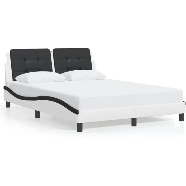 vidaXL Bedframe met LED zonder matras "Zadar" wit en zwart 140x190 cm