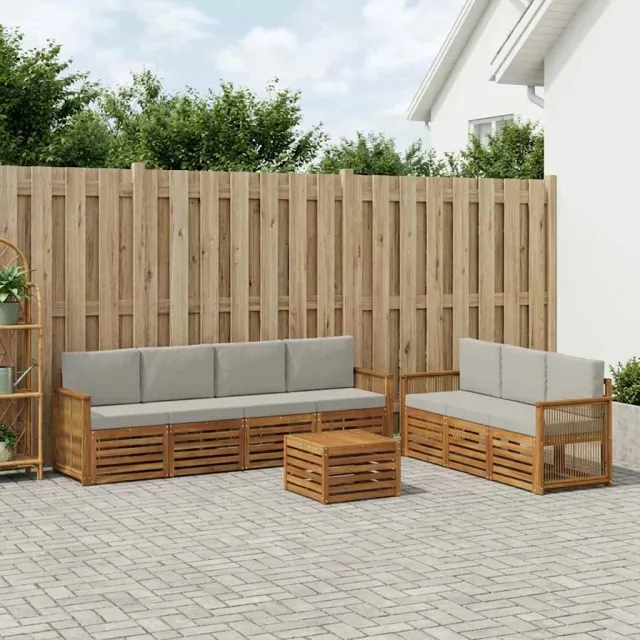 vidaXL Buiten bankenset 8 st 7-zits Naturel en lichtgrijs