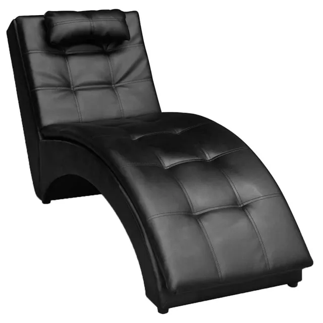 vidaXL Chaise longue met kussen kunstleer zwart