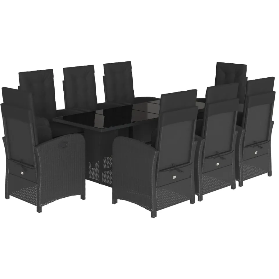 vidaXL 9-delige Tuinset poly rattan zwart, foto 3