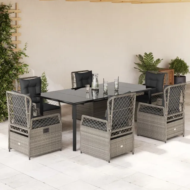 vidaXL 7-delige Tuinset met kussens poly rattan grijs, foto 2