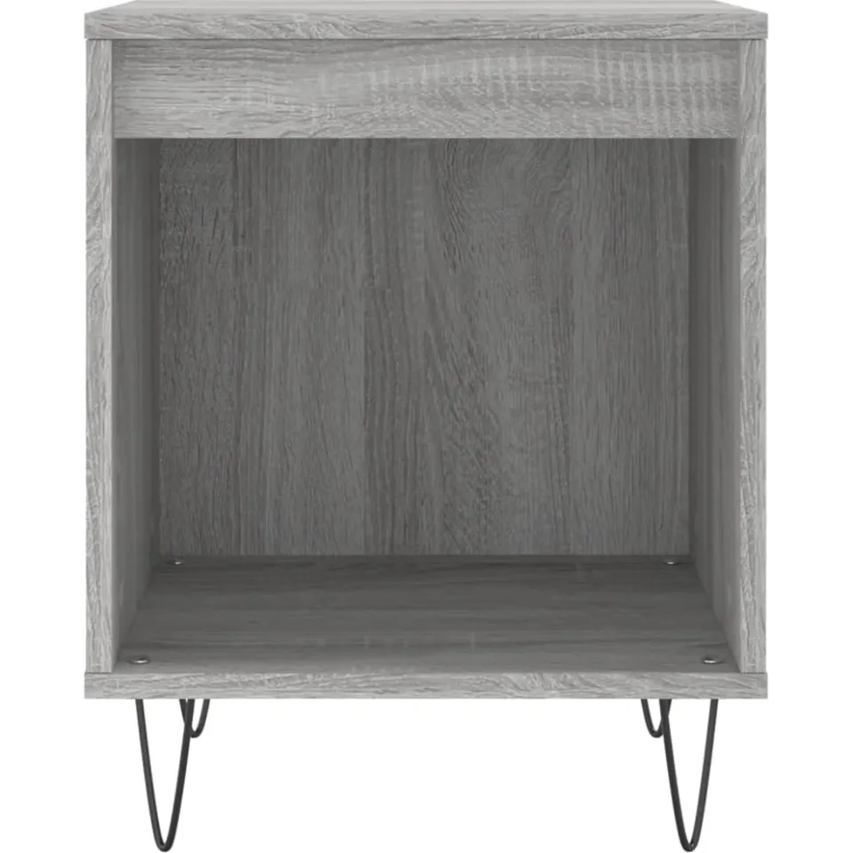 vidaXL Nachtkastje 40x35x50 cm bewerkt hout grijs sonoma eikenkleurig, foto 2