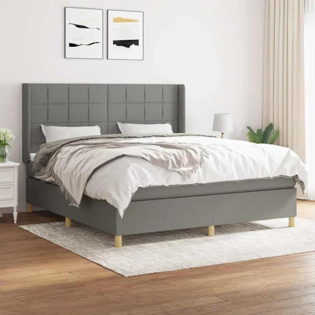 vidaXL Boxspring met matras stof donkergrijs 180x200 cm grijs