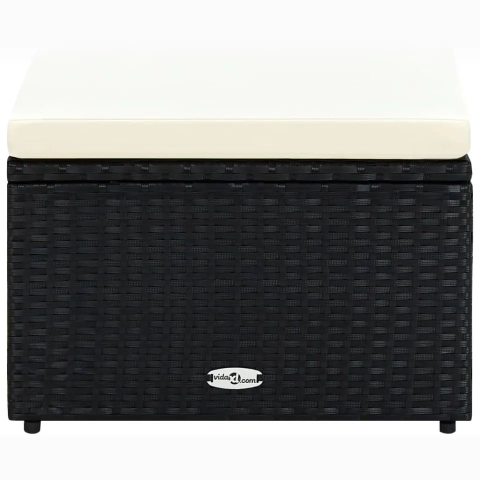 vidaXL Voetenbank/poef zwart 53x53x30 cm poly rattan, foto 2