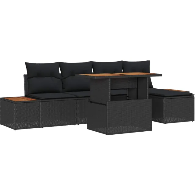 vidaXL Tuin Sofa Set 6 st Zwart Poly riet, foto 4
