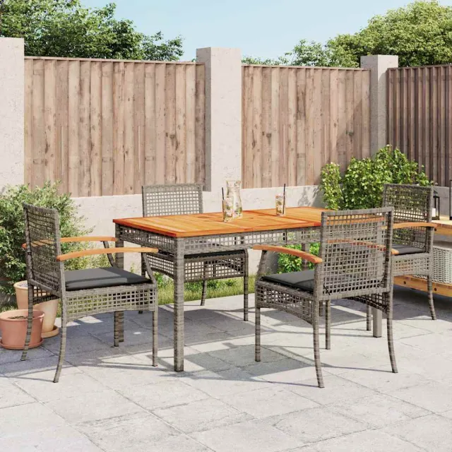 vidaXL 5-delige Tuinset met kussens poly rattan grijs, foto 2