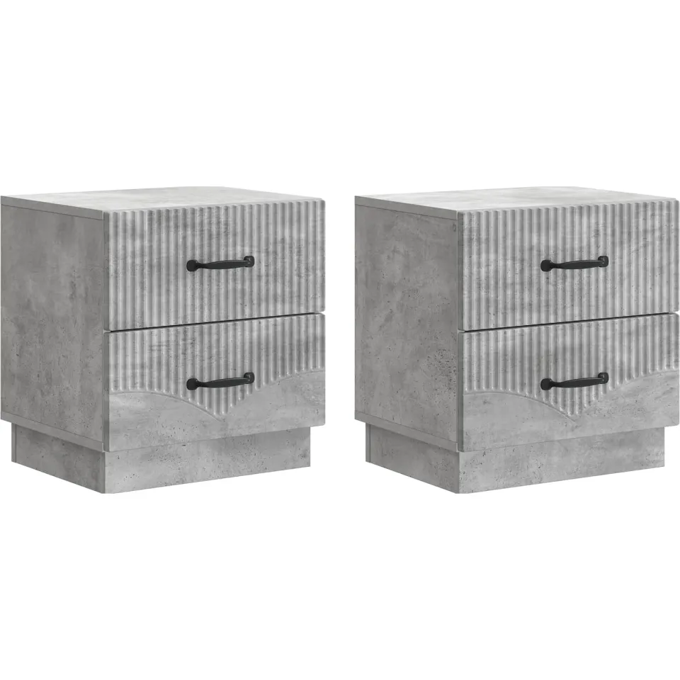 vidaXL Nachtkastje 2 st Betongrijs 43 x 34,5 x 44,5 cm Bewerkt hout grijs, foto 3