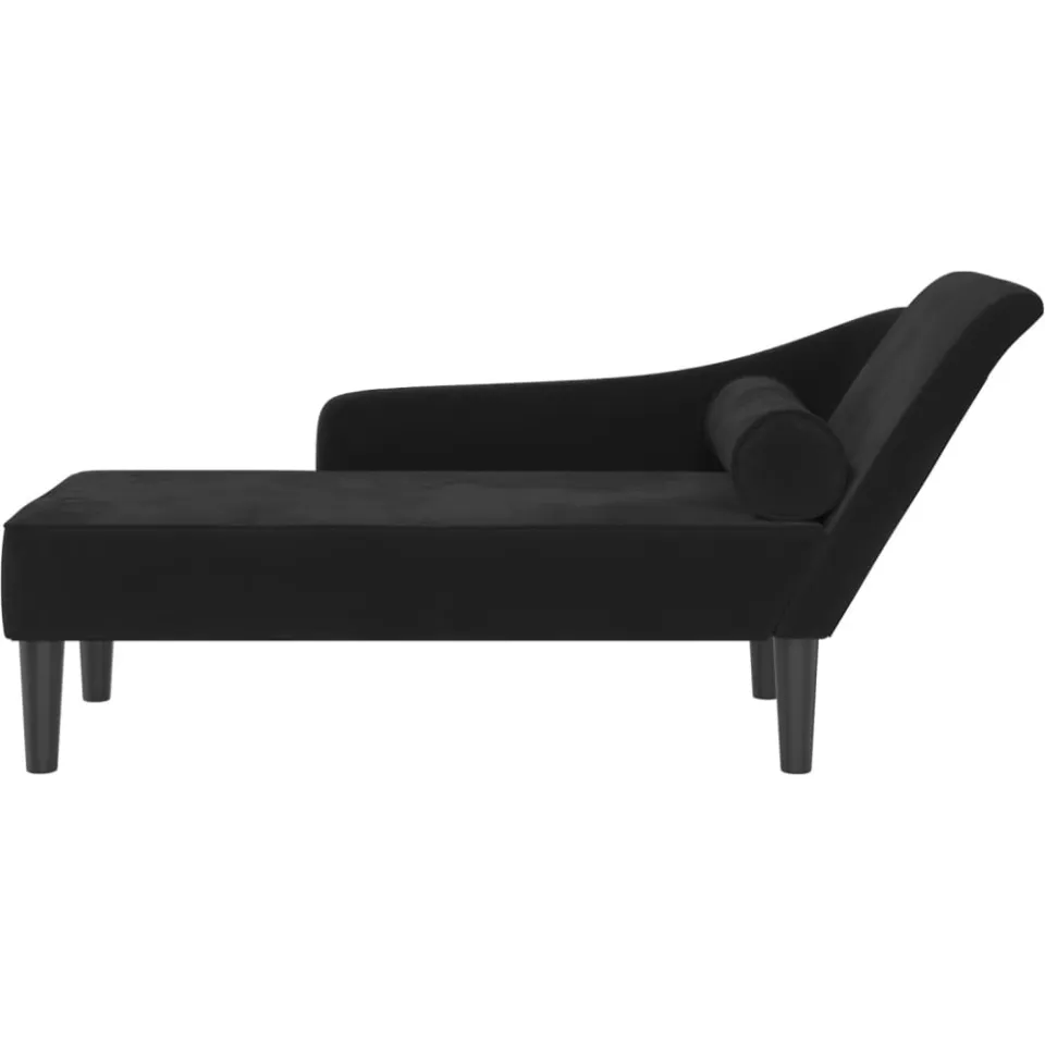 vidaXL Chaise longue met kussens fluweel zwart, foto 3
