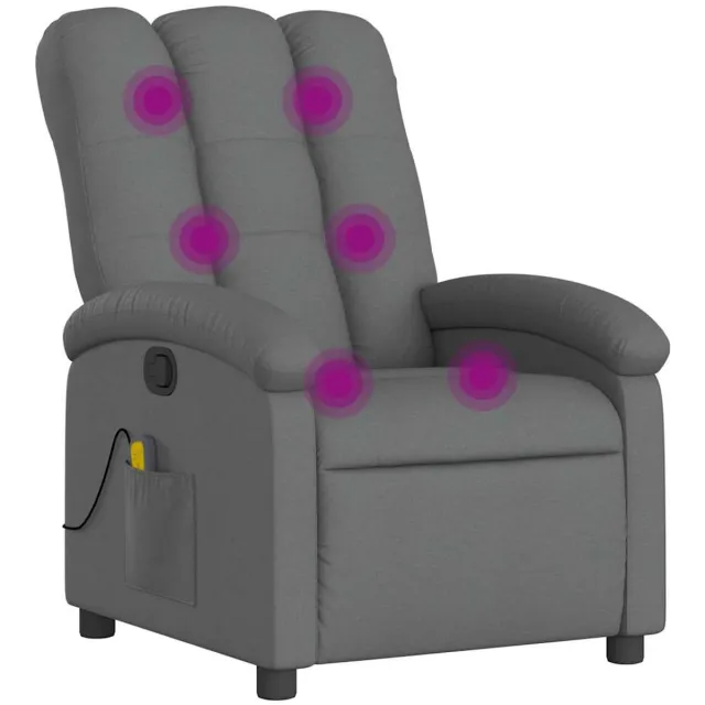 vidaXL Massagestoel - in - donkergrijze - stof Donkergrijs