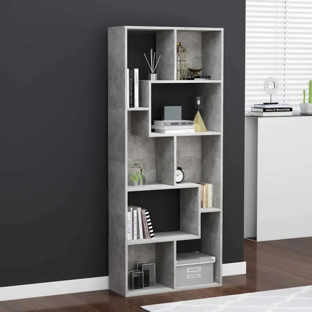 vidaXL Boekenkast 67x24x161 cm bewerkt hout betongrijs grijs, foto 2