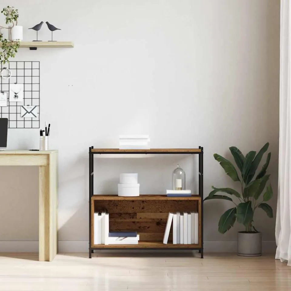 vidaXL Boekenkast 80 x 30 x 78,5 cm Bewerkt hout Gerookt eiken, foto 4