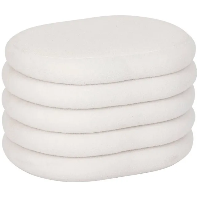 Famanu Poef met kist van stof, wit, 59 x 45 cm, multifunctionele opbergoplossing