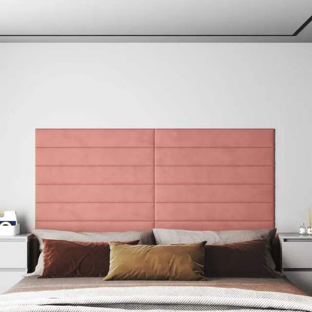 vidaXL Wandhoofdbord 12 st Roze Fluweel