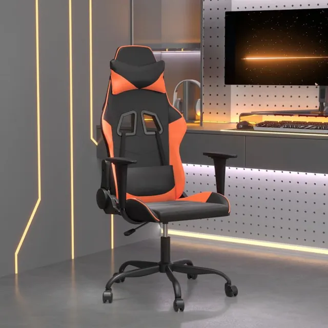 vidaXL Massage - gamestoel - kunstleer - zwart - en - oranje zwart en oranje