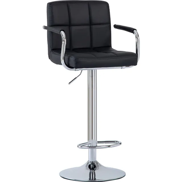 Seven Comfort Barkruk -Barstoel - Met rugleuning en armleuning - met voetensteun - Ergonomisch - Verstelbaar - 360°Draaibaar - Keukenstoel - Zithoogte 61-81cm - Kunstleer - Stevig- zwart
