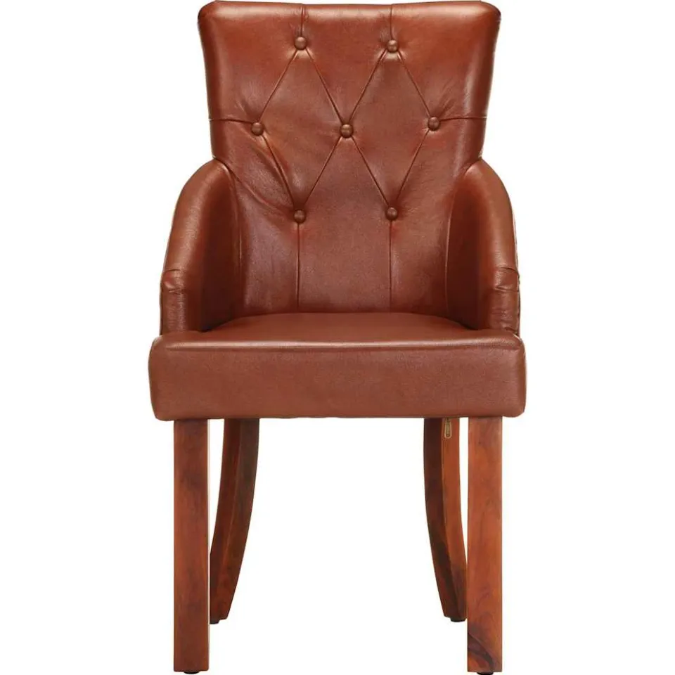 vidaXL Eetkamerstoelen 2 st echt geitenleer bruin, foto 3