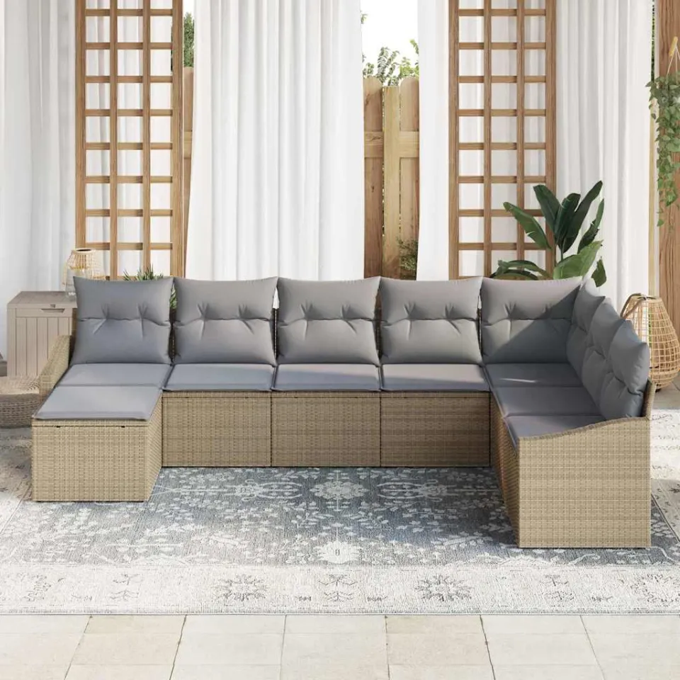 vidaXL Bankstel 8 st Beige poly rattan, foto 3