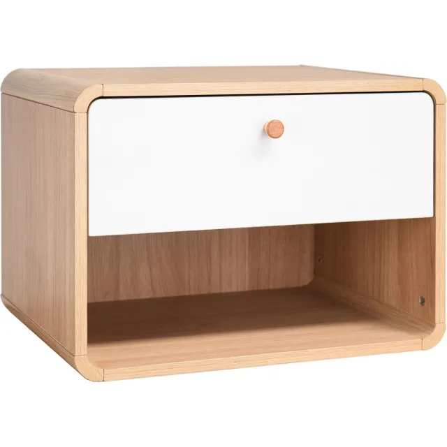 Notio Living Cassie-Wandnachtkastje - 1-lade - Eiken/Wit