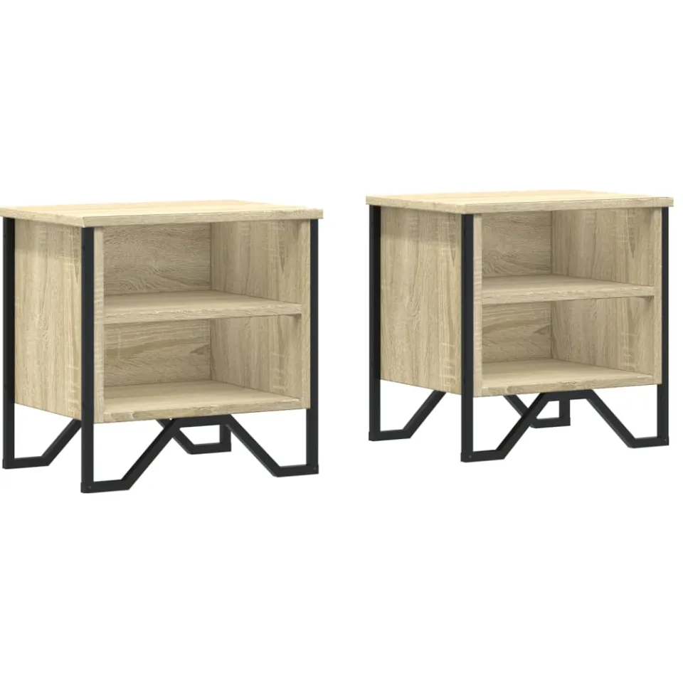 vidaXL Nachtkastjes 2 st 40x30x40 cm bewerkt hout sonoma eikenkleurig Bruin