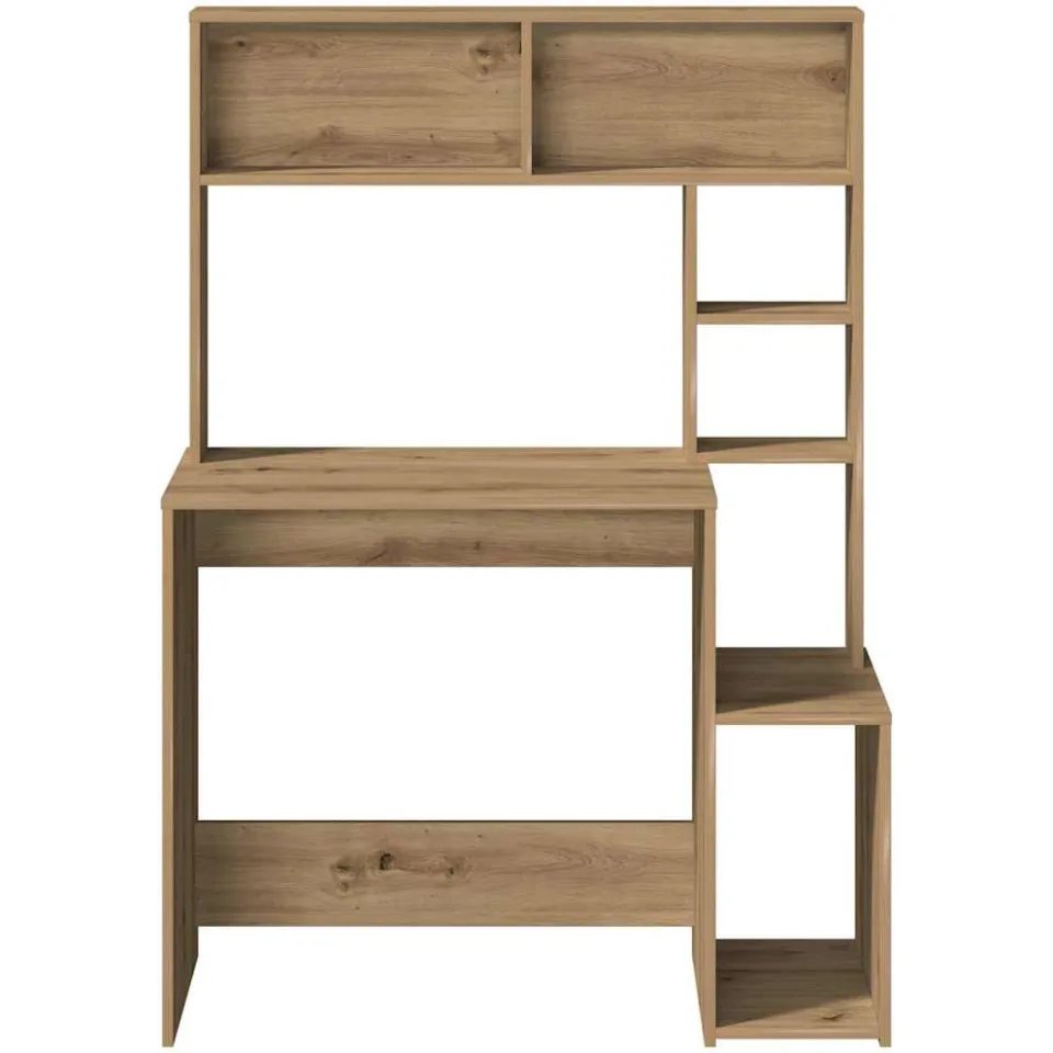 vidaXL Bureau met schappen 100x45x140 cm bewerkt hout artisanaal eiken, foto 4