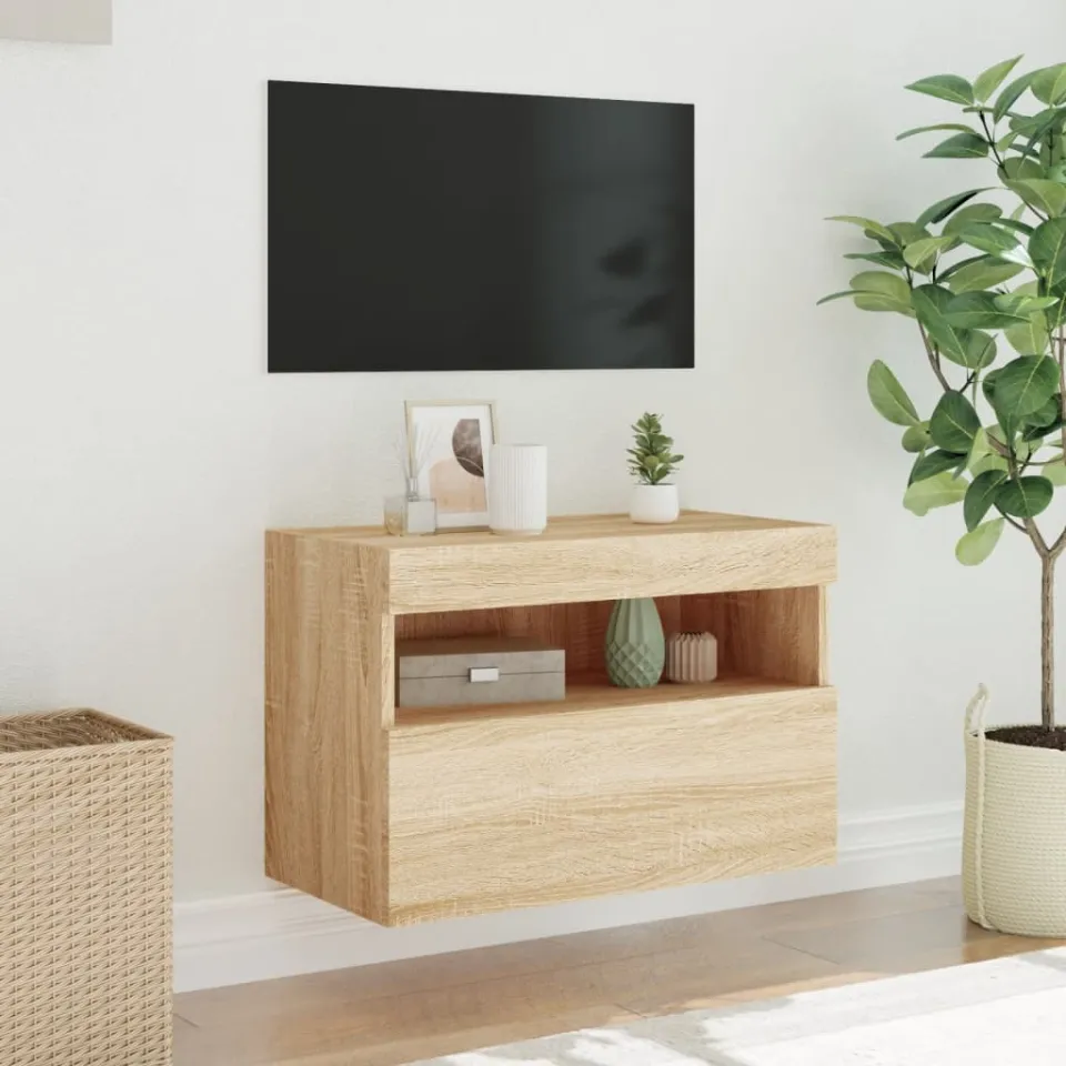 vidaXL Tv-wandmeubel met LED-verlichting 60x30x40 cm sonoma eikenkleur, foto 4