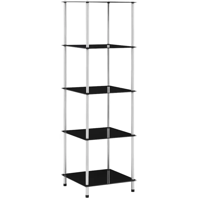 vidaXL Kastje 5-laags 40x40x130 cm gehard glas zwart