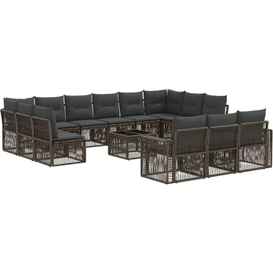vidaXL Tuinbankenset 14 st 13-zits Grijs en Donkergrijs poly rattan, foto 3