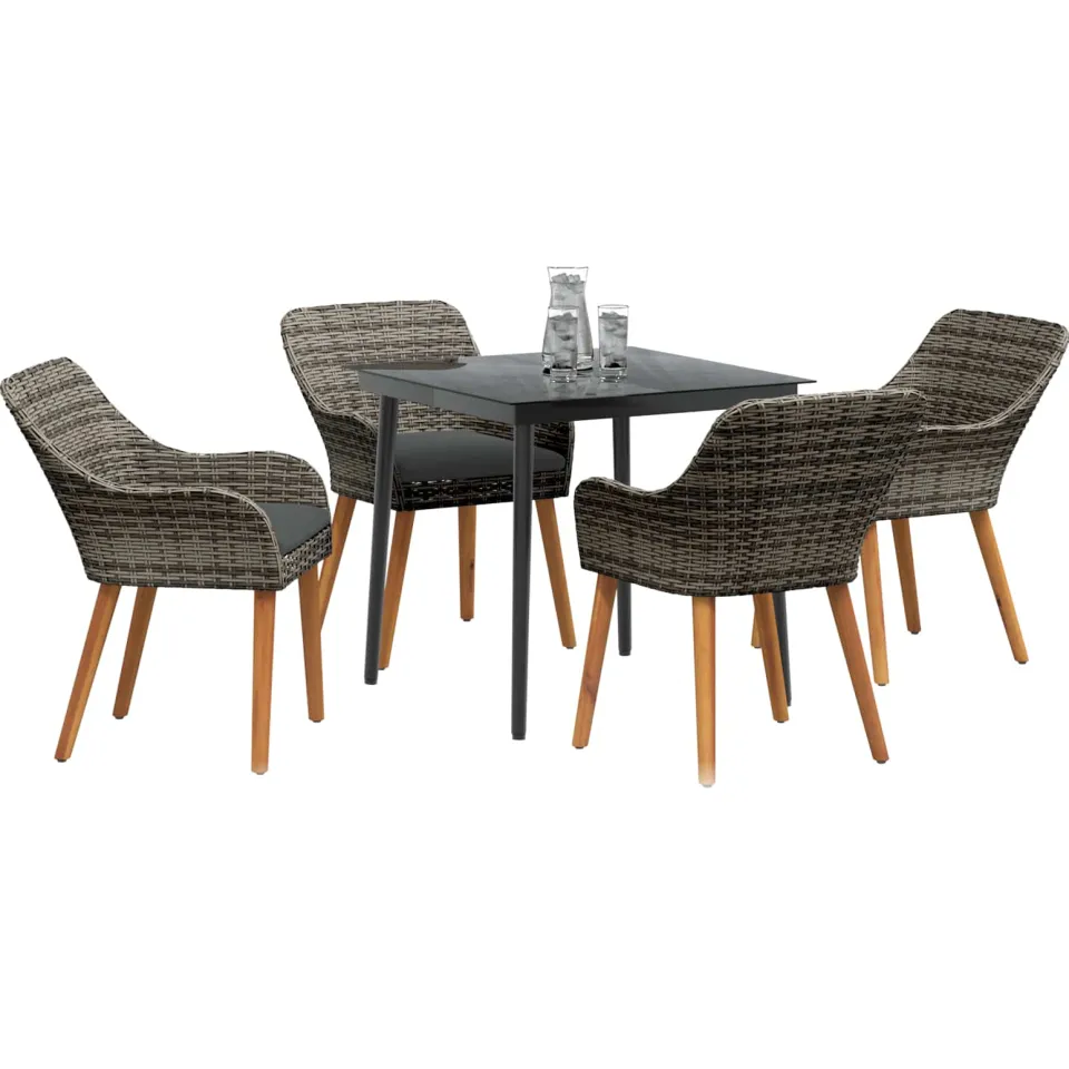 vidaXL Tuin eettafelset 5 st Grijs poly rattan