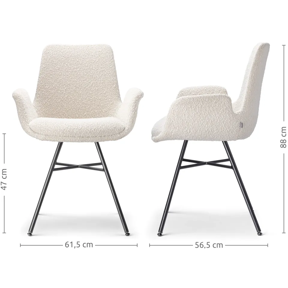 Nolon Noa-Eef eetkamerstoel bouclé beige - zwart onderstel, foto 3
